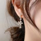 Flower Rhinestone Alloy Dangle Earring E0279 - 1 Pair - Gold - One Size