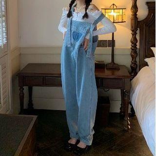 Long-sleeve Off-shoulder Top / Wide-leg Jumper Jeans
