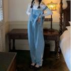 Long-sleeve Off-shoulder Top / Wide-leg Jumper Jeans