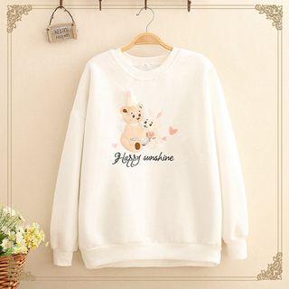 Bear & Rabbit Patched Fleece-lined Sweatshirt