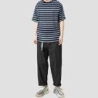 Short-sleeve Striped Print T-shirt / Straight Leg Pants