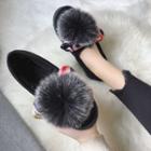 Faux Suede Pompom Loafers