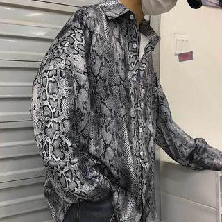 Long-sleeve Snake Skin-print Shirt
