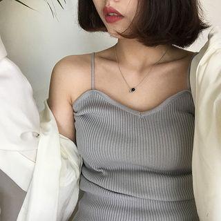 Plain V-neck Knit Camisole Top