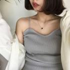 Plain V-neck Knit Camisole Top