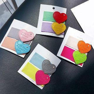 Faux Leather Lettering Heart Hair Clip