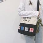 Two-tone Panel Lettering Crossbody Bag