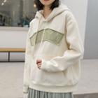 Color-block Drawcord Long-sleeve Fleece Sweatshirt