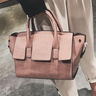 Faux Leather Tote Bag Green - One Size