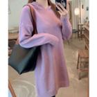 Hooded Knit Dress Purple - One Size