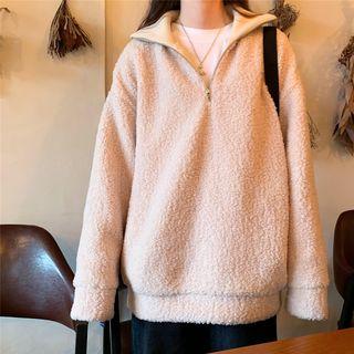 Loose-fit High-neck Zip Long-sleeve Sweatshirt