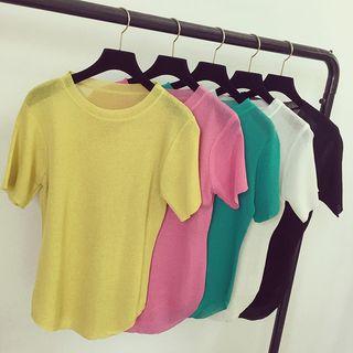 Plain Short-sleeve Knit Sweater