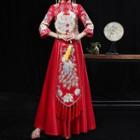 Peacock Embroidered Chinese Traditional Wedding Gown