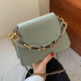 Chain Strap Croc Grain Crossbody Bag