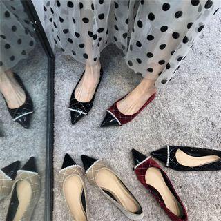 Plaid Pointed Patent Flats