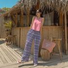 Crystal-pleat Stripe Pants