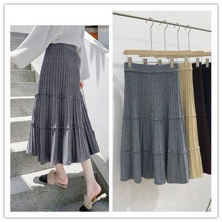 Lettuce Edge Midi A-line Knit Skirt