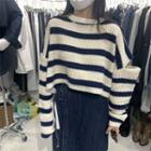 Asymmetrical Cutout Striped Sweater