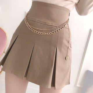 Chain Linked Box-pleat Miniskirt