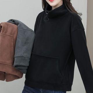 Mock-neck Plain Hoodie