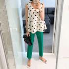 Sleeveless Dotted A-line Top