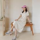 Contrast-trim Drawstring Long Polo Dress