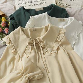 Ruffled-trim Loose-fit Plain Shirt In 5 Colors