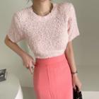 Short-sleeve Boucle Cropped Top