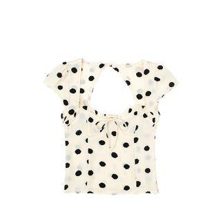 Cap-sleeve Dotted Open-back Top