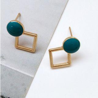 Glaze Disc Alloy Square Earring