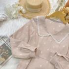 Long-sleeve Ribbon Embroidered Midi A-line Dress