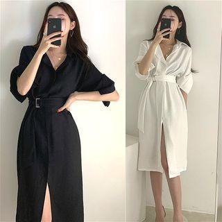 Short Sleeve Belted Dress