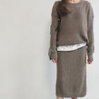 Set: Rib-knit Sweater + Midi Wrap Skirt