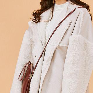 Furry-sleeve Oversized Faux-shearling Jacket