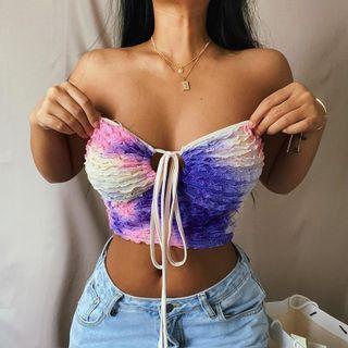 Tie-front Tie-dyed Tube-top
