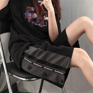 Two-tone Panel Button-side Straight Leg Shorts