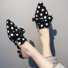 Pointed Polka Dot Ribbon Mules