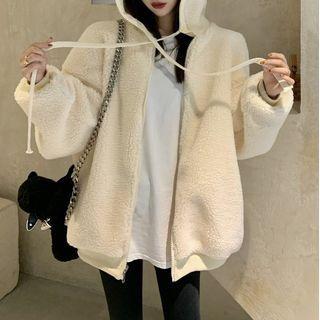 Hood Zip Knit Jacket Almond - One Size