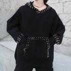 Studded Hoodie Black - One Size