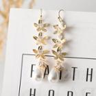 Alloy Flower Faux Pearl Drop Earring 1 Pair - White - One Size