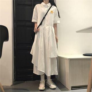 Short-sleeve A-line Midi Layered Shirtdress