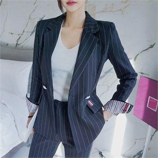 Double-breasted Pinstripe Slim-fit Blazer