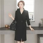 3/4-sleeve Tie-waist Wrap Dress