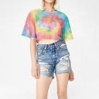 Tie-dye Mesh Short-sleeve Crop Top