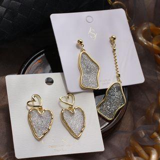 Irregular Glitter Alloy Non-matching Dangle Earring / Heart Dangle Earring