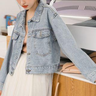 Crop Denim Jacket Blue - One Size