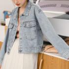 Crop Denim Jacket Blue - One Size
