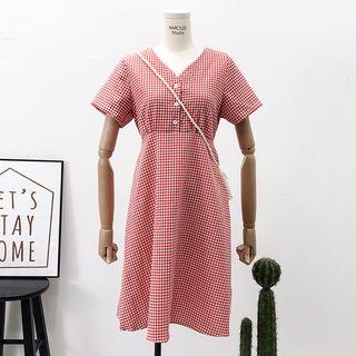 Checked A-line Shirtdress