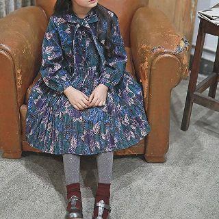 Couple Matching Long-sleeve Print Pleated Dress