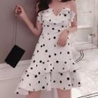 Asymmetric Polka Dot High-waist Dress As Figure - One Size